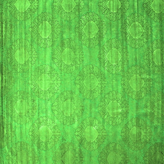 Ahgly Company Indoor Square Abstract Green Contemporary Area Rugs, 5' Square