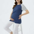 thumbnail image 4 of Annhoo Clothes for Maternity Women Color Block Striped Crew Neck Dressy Tunic Long Sleeve Casual Tops Pregnancy Blouse, 4 of 7