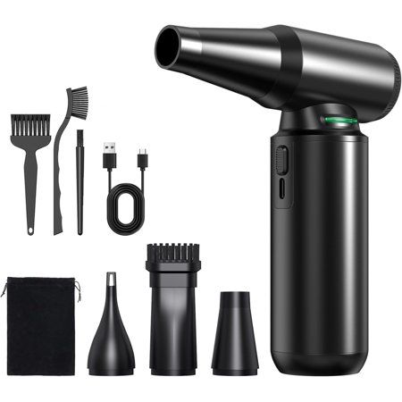 Compressed Air Duster with LED Flashlight, 300,000RPM Brushless Motor Electric Air Duster, 3-Gear Adjustable Mini Blower