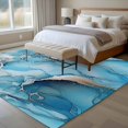 thumbnail image 5 of 5x7 Washable Area Rug, Marble Non-Slip Large Rectangle Rug for Living Room Bedroom, Abstract Art Blue Gradient Cave Rock Silver Lines Indoor Floor Mat for Home Decor, 5 of 9