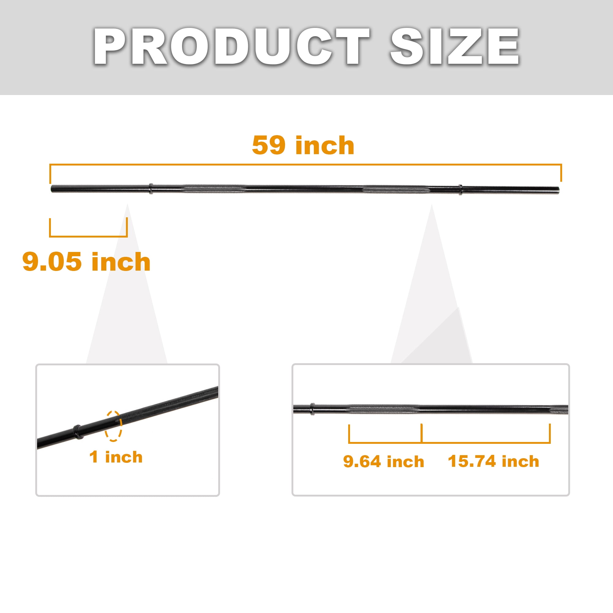 FlexWave Straight Barbell Bar, Alloy Steel, 1-Inch Standard Diameter, Black Finish, Available in 5FT and 7FT