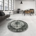 thumbnail image 3 of Ahgly Company Indoor Round Mid-Century Modern Charcoal Gray Oriental Area Rugs, 7' Round, 3 of 6
