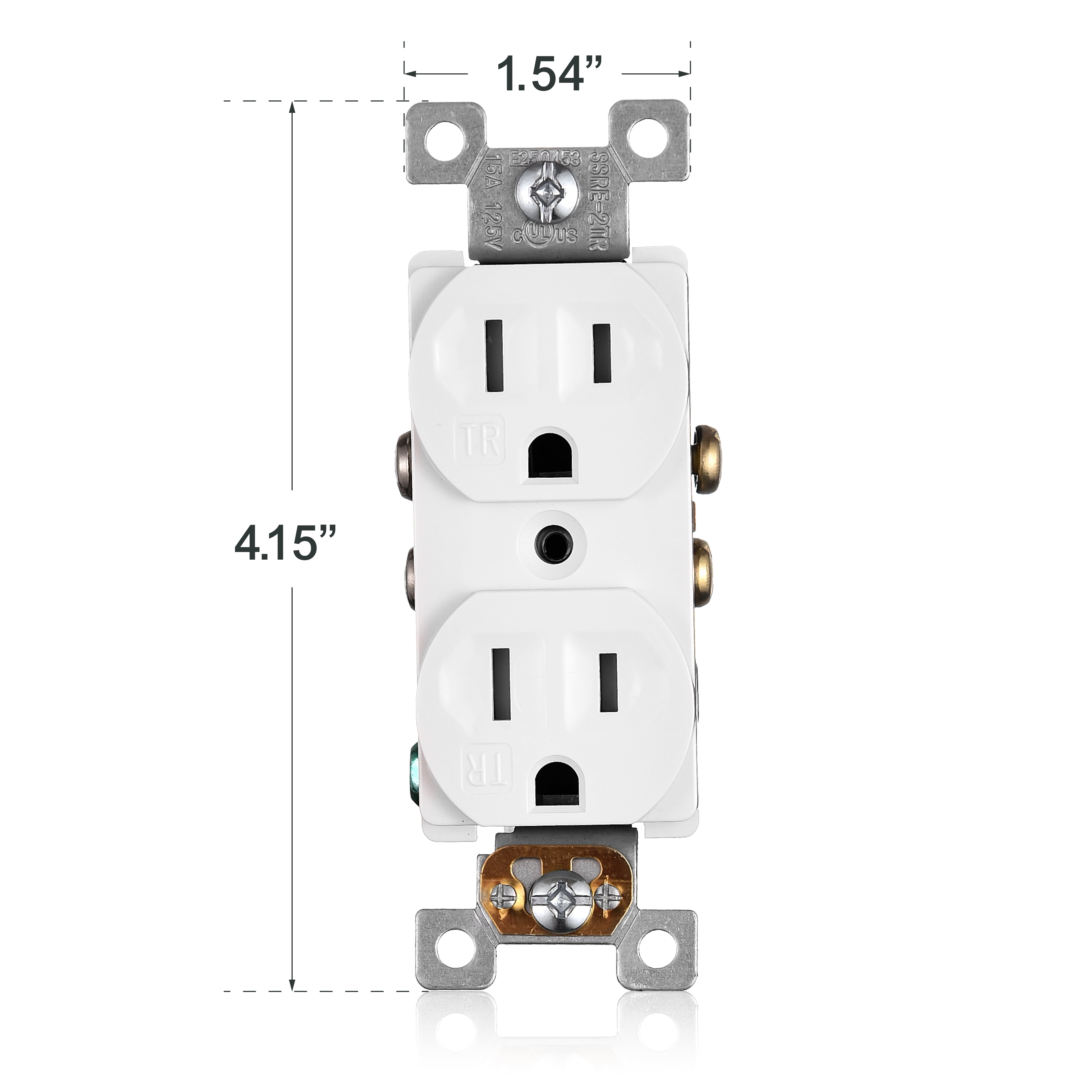 Faith [10-Pack] Duplex Receptacle Outlet, Tamper-Resistant 3-Prong Outlet Receptacle, 3-Wire, Self-Grounding, 2-Pole,15A 125V, UL Listed, White
