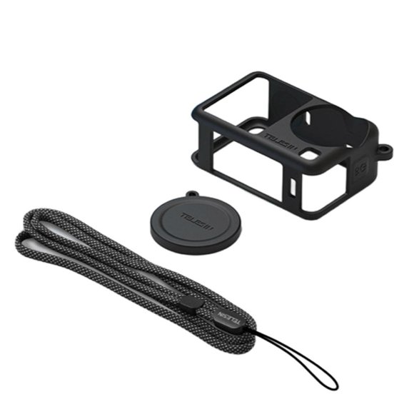 Action Camera Silicone Protective Cover Case for Osmo Action 6 with Lens Cap, Durable Black/Grey/Orange Shockproof Accessories, 3.01" x 1.38" x 1.93"