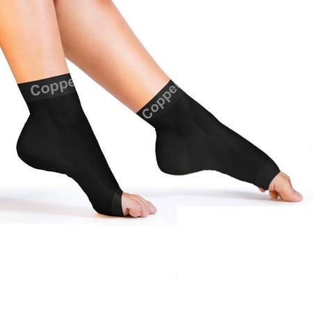 Copper Compression Recovery Foot Sleeves/Plantar Fasciitis Support Socks, GUARANTEED Highest Copper Content! For Relief Of Heel Spurs, Arch Pain, Foot Swelling & Ankle Injuries (1 PAIR - (Best Compression Socks For Ankle Injury)