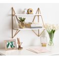 thumbnail image 4 of Kate and Laurel Melita 2 Tier Wood and Metal Wall Shelf, White/Gold 2 Shelves, 4 of 6