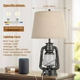 thumbnail image 6 of Rustic Farmhouse Style Touch Control Table Lamps Set of 2 with Night Light,1 USB Charging Ports, For Living Room Bedroom Home Office,Main light Bulb Include, ‎Black&Silver,22 * 12 * 12 Inch, 6 of 7
