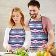 thumbnail image 5 of Teal Triangular Rectangular Geometric Boho Apron-Garden Aprons for Women with Pockets-Cotton Linen Waterproof Kitchen Cooking Gardening Aprons Adjustable for Kitchen,Cooking,BBQ and Salon 33x27 Inch, 5 of 7