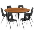 thumbnail image 2 of Flash Furniture Emmy 60" Circle Wave Flexible Laminate Activity Table Set with 16" Student Stack Chairs, Oak/Black, 2 of 12