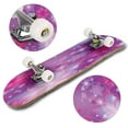 thumbnail image 4 of Bright floral abstract Purple flowers lilies decorated circles and Outdoor Skateboard Longboards 31"x8" Pro Complete Skate Board Cruiser, 4 of 5