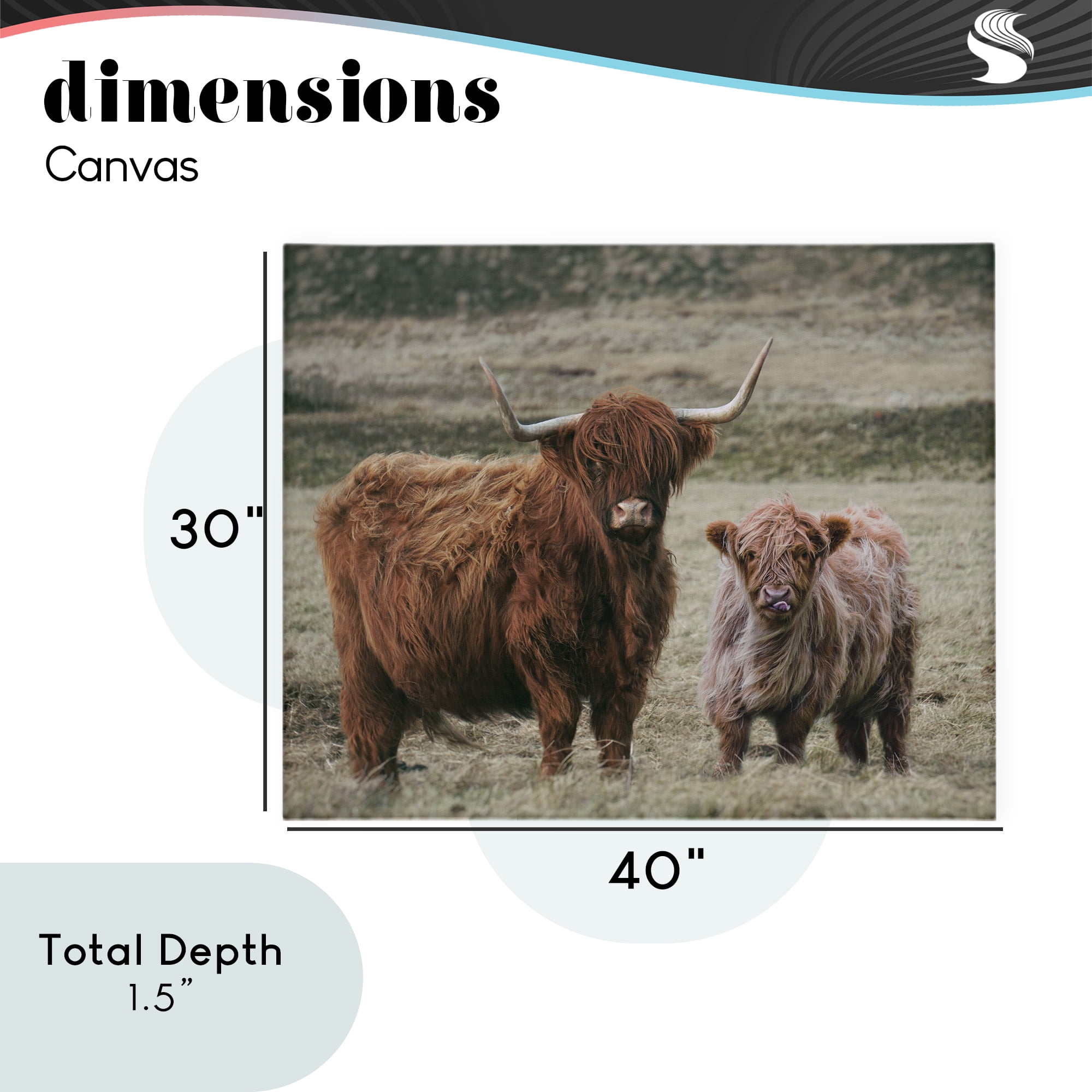 Mom & Baby Cow Canvas Wall Art, design by Lettered and Lined