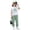 Green, variant on Girls Summer 2 Piece Outfits Crew Neck Short Sleeve Print Tees Plaid Elastic Waist Pants Casual Trendy Clothes (8 Years, Orange)