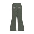 thumbnail image 5 of uublik Jeans With Elastic Waist for Women High Waisted Pull On Bell Bottom Jeans Trendy Elastic Denim Pants, Army Green, 5 of 6