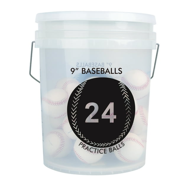 Athletic Works Set of 24 PVC Leather Practice Baseballs in Bucket ...