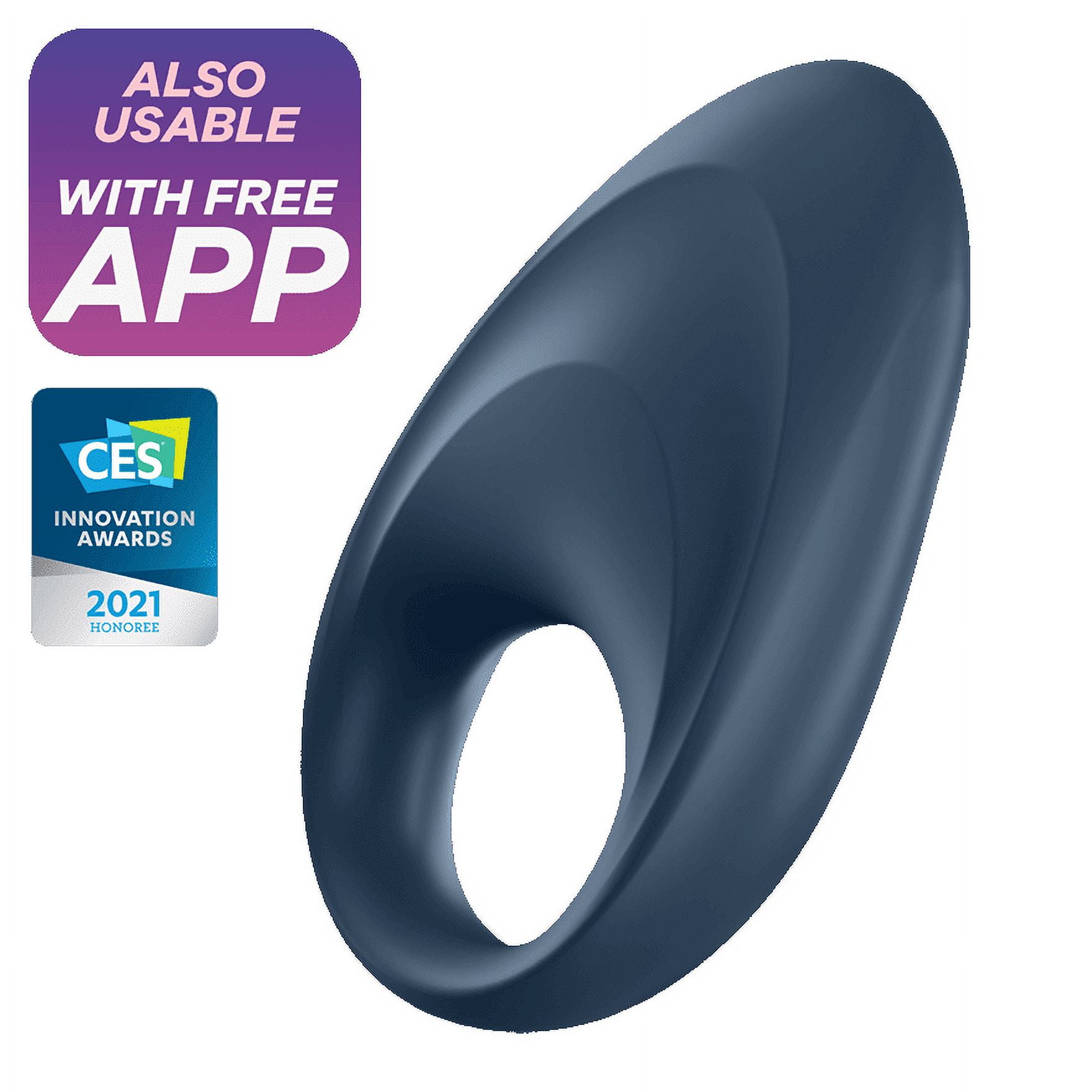 plusOne Vibrating Ring Soft Touch Silicone Massager, 5 Vibration Settings,  Teal Color, Waterproof