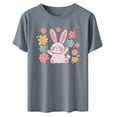 thumbnail image 4 of AKOEE Easter Outfits for Women Teen Girls Cute Floral Bunny Printed Short Sleeve Tops Graphic Basic Tee Shirt (XL, Gray 03), 4 of 6