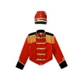 thumbnail image 3 of YiZYiF Girls Boys Drum Major Team Uniform Marching Band Tassel Jacket Coat with Hat Drummer Performance Costume A Red 4, 3 of 7