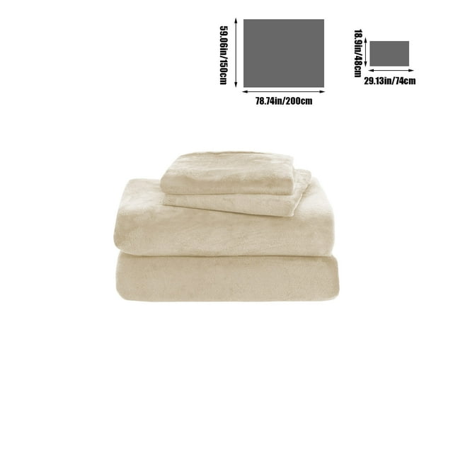 Dvruxg Soft Flannel Sheet Set 63x91 Inch - Cozy Warm Fuzzy Fleece Bedding Set with Pillowcase, Anti-Static, Non-Pilling, Machine Washable