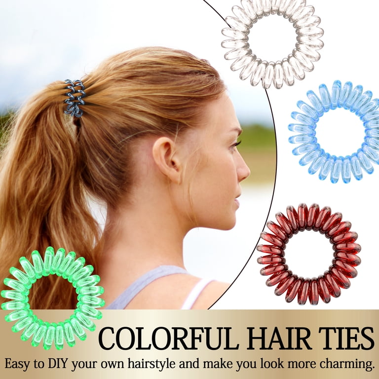 Colorful Spiral Hair Ties Pack 3 No Hooks Elastic Ponytail Holders for All Hair Amazon.com : 3 Packs 16 main image 3