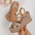 thumbnail image 4 of QNANSPI Women's Wedge Heel Shoes, Summer Casual Footwear for Women, Women Wrap Buckle Strap Summer Fashion Casual Color Contrast Eye-Catching Wedge Heel Slide Shoes, 4 of 6