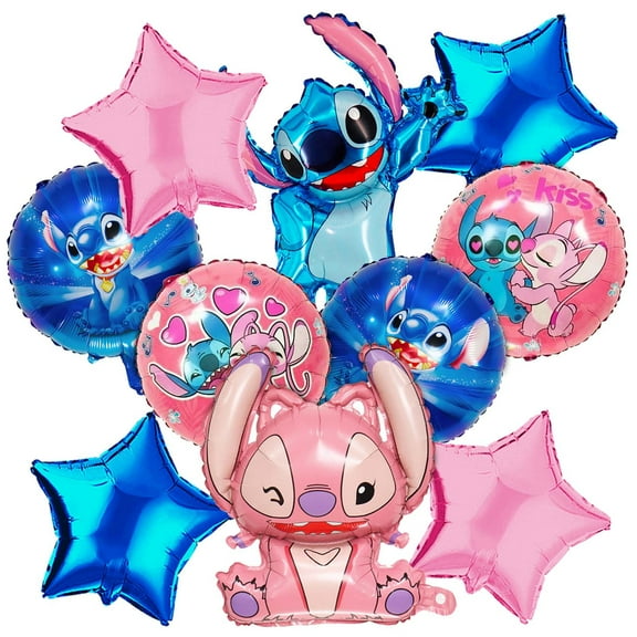 Blue Cartoon Figure Foil Balloon for Party Decorations, 10-Pack Cute Cartoon Image Birthday Party Balloon Set 