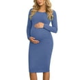 thumbnail image 4 of Women's 2-Pack Long Sleeve Maternity Dress Pregnancy Clothes Bodycon Dress, 4 of 6