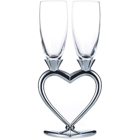 2-piece Creative Champagne Glass Set Wedding Crystal Glasses Heart