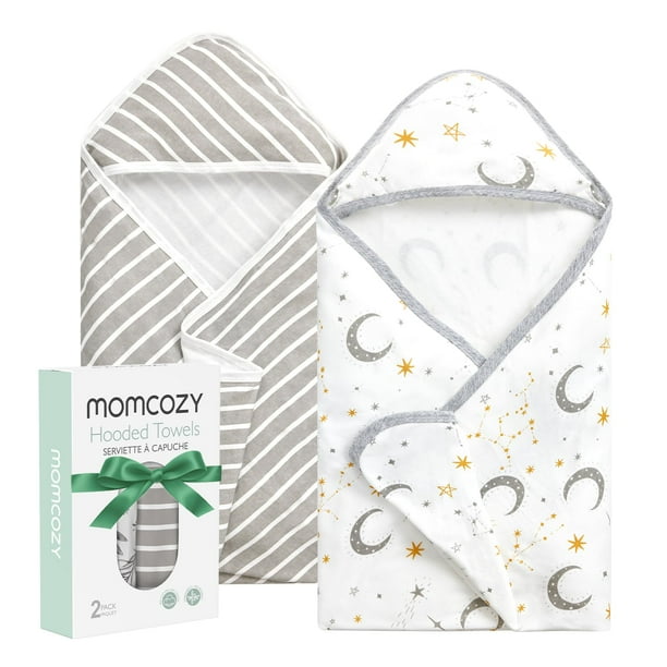 Toalla con capucha para bebé Momcozy Starry Sky, 2 unidades, algodón, 70 x 70 cm