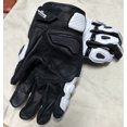thumbnail image 4 of Guantes de motocicleta de cuero genuino para hombre, guantes de equipo de carreras de carretera, pantalla táctil, color blanco y negro, verano e invierno, 4 of 5