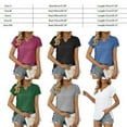 thumbnail image 1 of facefd Summer Pleated Short Sleeve Solid Color Splicing V Neck T-Shirt Casual Basic Tops Female Shirts Daily Tees for Silver S, 1 of 8