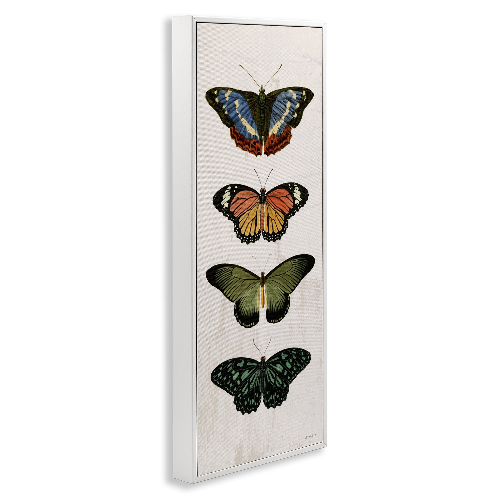 Stupell Industries Butterfly Lineup Vintage White Framed Giclee Art, design by Dan Meneely