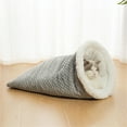 thumbnail image 3 of Cat Bed Cave Sleeping Bag, Pet Mat Self Warming Pad Sack for Cats and Small Dog, 360°Wrap Comfortable Pet Snuggle Sack, Semi-Enclosed Design, Warm Nest for Indoor Cats, 3 of 6