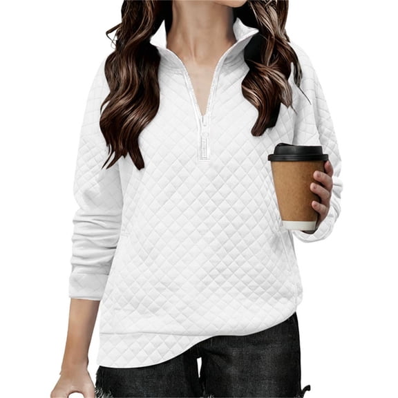 KyCheLot Girls Sweatshirts Long Sleeve Quarter Zip Casual Textured Pullover V Neck Collared Loose Tops 4-15 Years