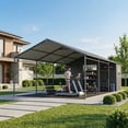 thumbnail image 6 of MOALCOFER 12x25 FT Metal Carport with Storage Shed, Heavy Duty All-Weather Car Shelter with Lockable Side Shed, Outdoor Garage for Vehicles & Equipment, Grey, 6 of 9