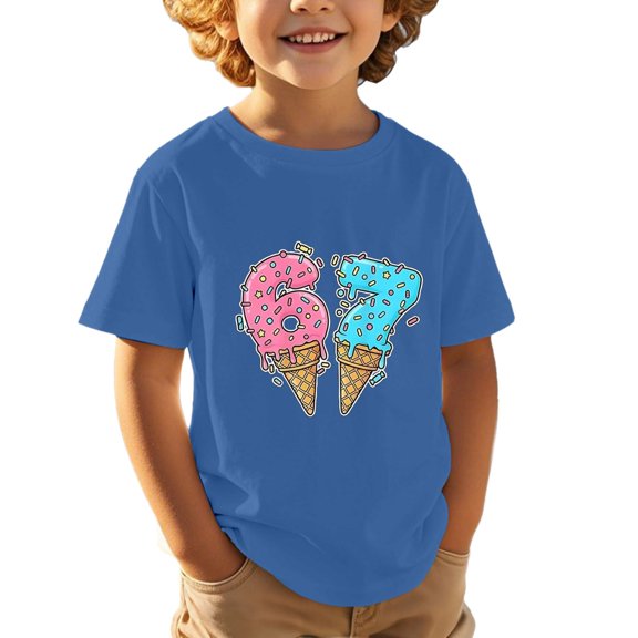 Tisuna Summer Tees For Little Girls Boys 67 Print Short Sleeve Crew Neck Tops Fashion Loose Toddler Kids Summer Pullover Shirts Blue Size 9-10 Years