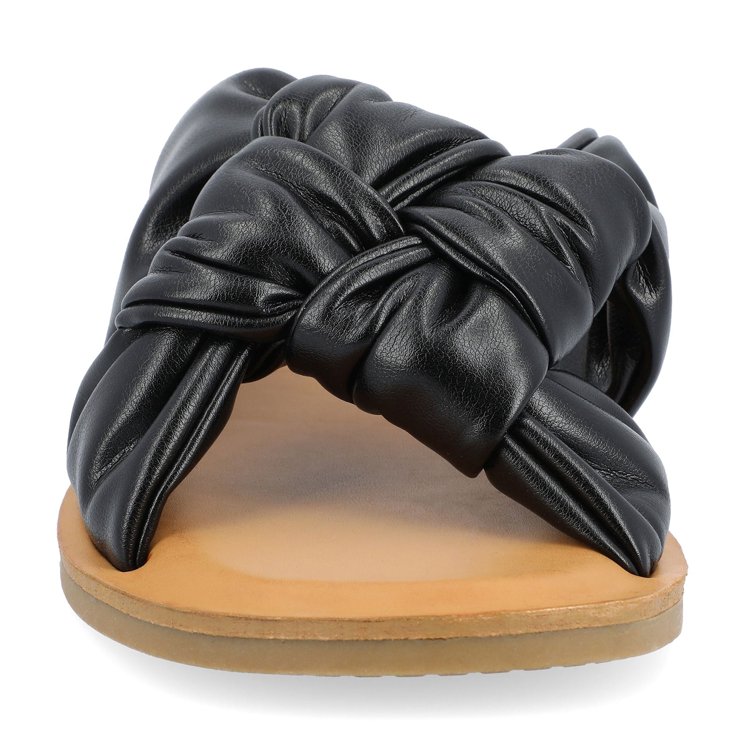 Journee Womens Kianna Slide Puffy Flat Sandals