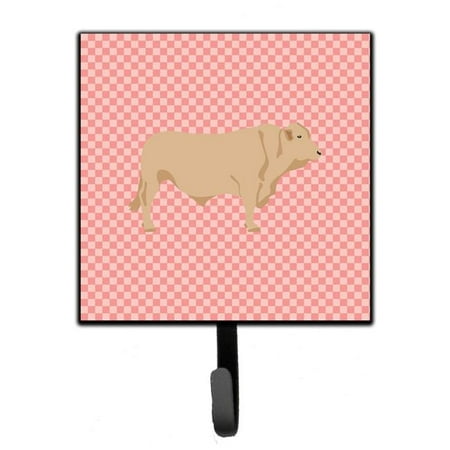 

Charolais Cow Pink Check Leash or Key Holder