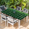thumbnail image 2 of St. Patrick's Day Table Cloths for 3 Foot Rectangle Tables, Spring Shamrocks Farmhouse Green Checkered Patio Waterproof Elastic Fitted Tablecloths, Washable Rectangular Table Cover for Camping, 2 of 8