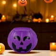 thumbnail image 5 of Halloween Pumpkin Candy Bucket Plastic Jack O Lantern Jar With Handle For Trick Or Treating Party Favor Storage Container(Purple-7.2Cm), 5 of 5