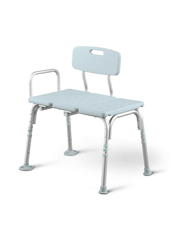 Medline Tub Transfer Bench and Shower Chair with Microban, 350lb Weight Capacity, Blue