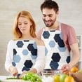thumbnail image 3 of Blue Gold Hexagon Marble Apron-Garden Aprons for Women with Pockets-Cotton Linen Waterproof Kitchen Cooking Gardening Aprons Adjustable for Kitchen,Cooking,BBQ and Salon 33x27 Inch, 3 of 7