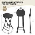 thumbnail image 2 of OROFULL 24 Inch Tall Folding Stool 2 Pack, Heavy Duty HDPE Portable Bar Stool with Carry Handle & Steel Frame for Indoor Outdoor Use, Black, 2 of 8