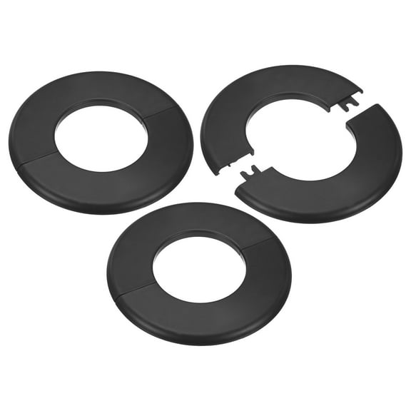 Uxcell 3-Pack Wall Split Flange, ABS Round Self-Adhesive for 63 mm/2.48 in Dia Pipe[Black,6.5mm/0.26in H]