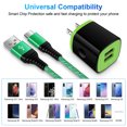 thumbnail image 7 of USB Wall Charger Block,ABCPOW 2.1A Dual Port USB Charger Block with 2PACK Android Phone Charging Cord Type C Cable USB C Charging Cables 6ft10ft USB Brick Charger Box Fast Charging Block,Green, 7 of 7