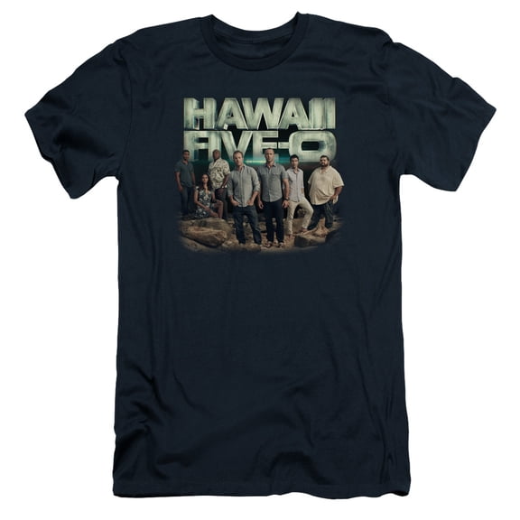 Hawaii 5 0 Cast Adult 30/1 T-Shirt Navy