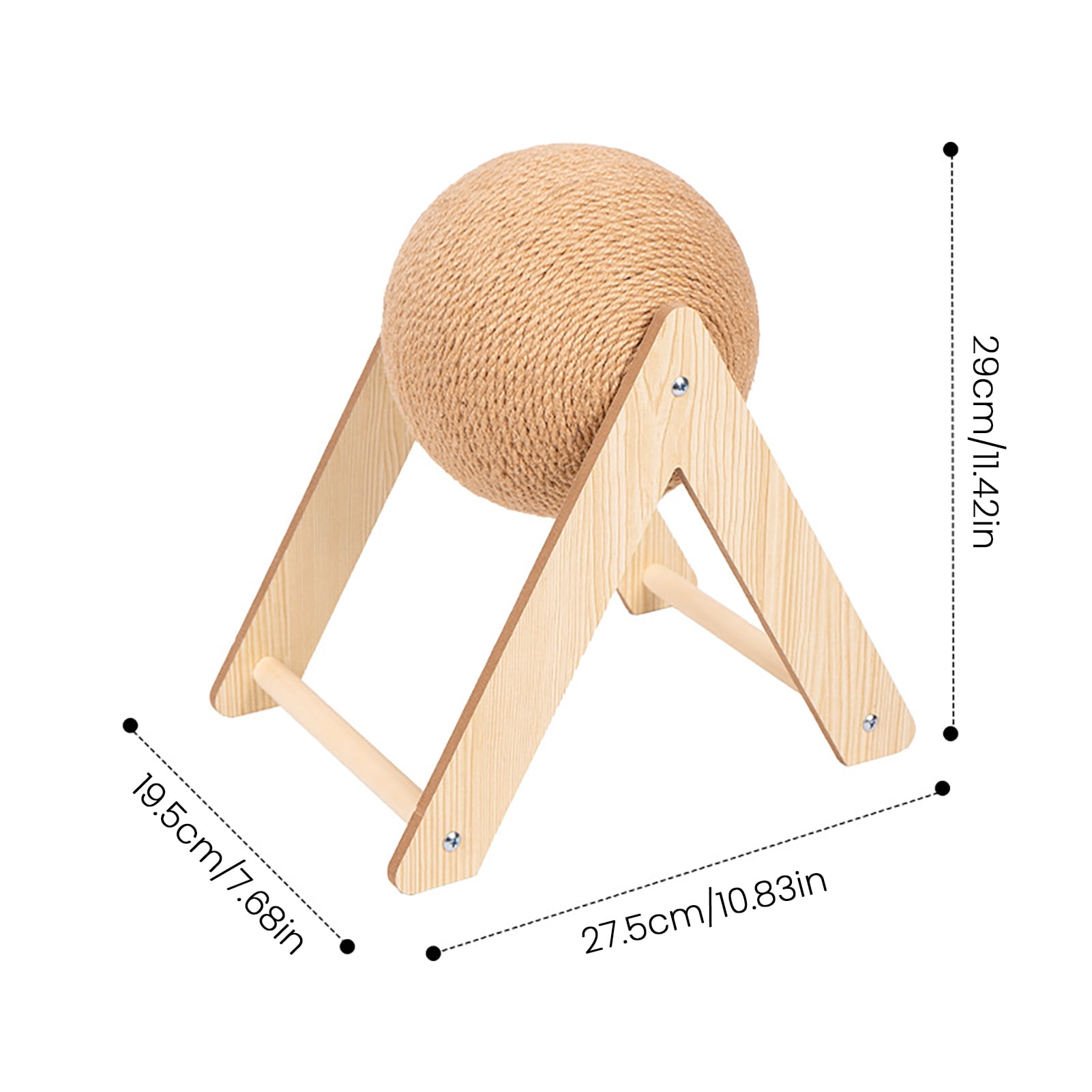 Cat Scratching Ball Interactive Sisal Rope Cat Scratcher Ball with Wooden Stand Spinning Ball Kitten Exercise Toy for Indoor Cats