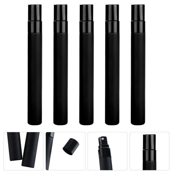 WEAVILUX Fragrance Atomizer Refillable Travel Perfume Bottle Glass Black 5Pcs Portable Dispenser