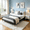 Black01, variant on Gewnee Queen Size Faux Leather Platform Bed Frame,No Box Spring Needed,Solid Wood Center Support,White