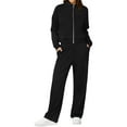thumbnail image 3 of Fuwddey 2 Piece Sets for Women Matching Sweat Sets Sweatsuit Long Sleeve Tracksuit Zip Up Sweatshirt And Wide Leg Sweatpants Lounge Sets 2025 Fall Travel Outfits, 3 of 8