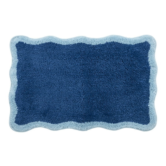 VCNY Home Blue Scalloped Tufted Bath Rug, 18" x 27"